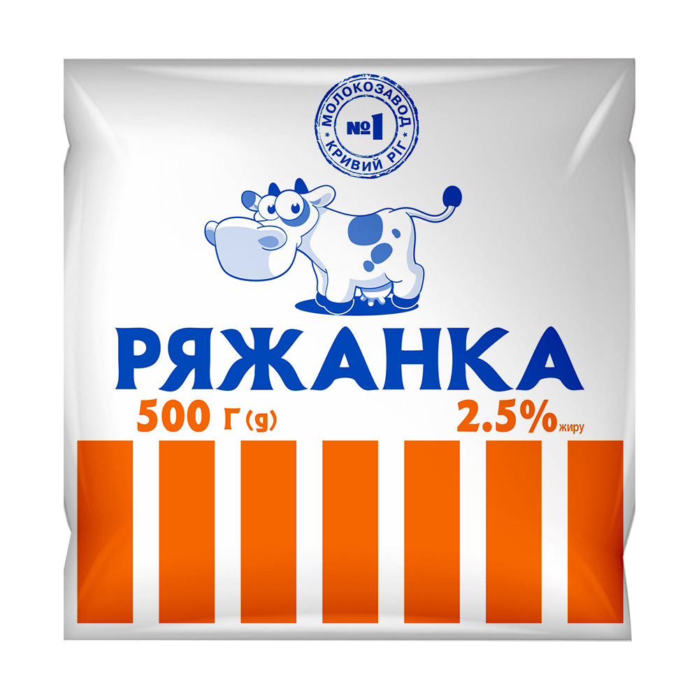 Ряжанка МОЛОКОЗАВОД №1 2,5%, 500г, плівка поліетиленова